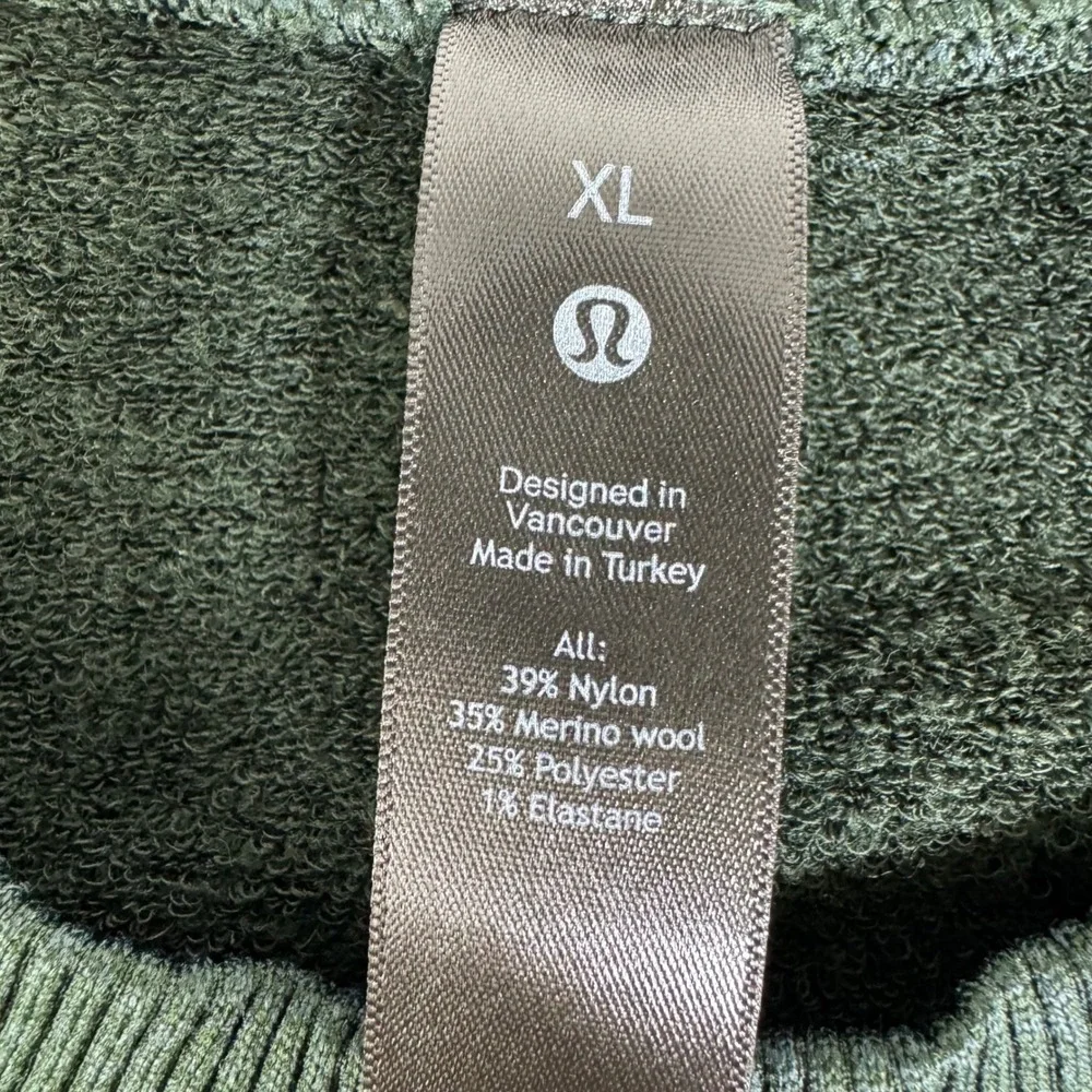 Lululemon Engineered Warmth Crewneck Merino Wool Sweater Green Mens XL